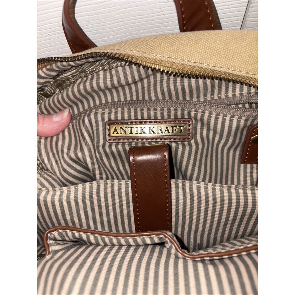Antik Kraft Willa Canvas Backpack Tan 14" X 12" Multi Pockets - Picture 4 of 9